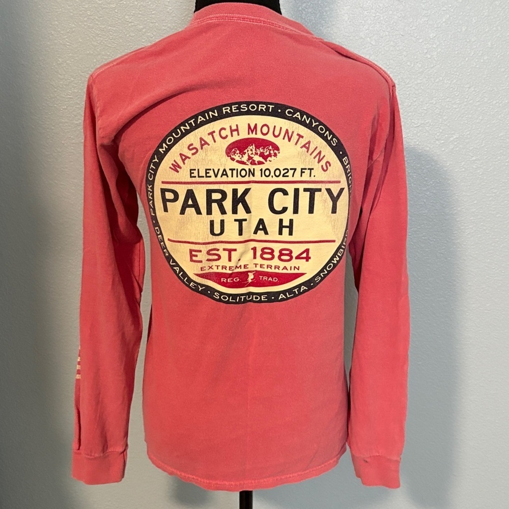 Park City Utah Long Sleeve Tee in Coral Pink - Picture 5 of 7